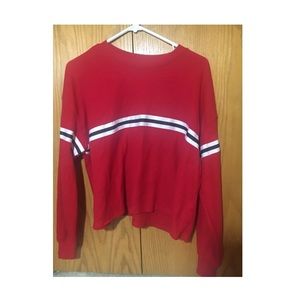 Red long sleeve shirt with blue stripe